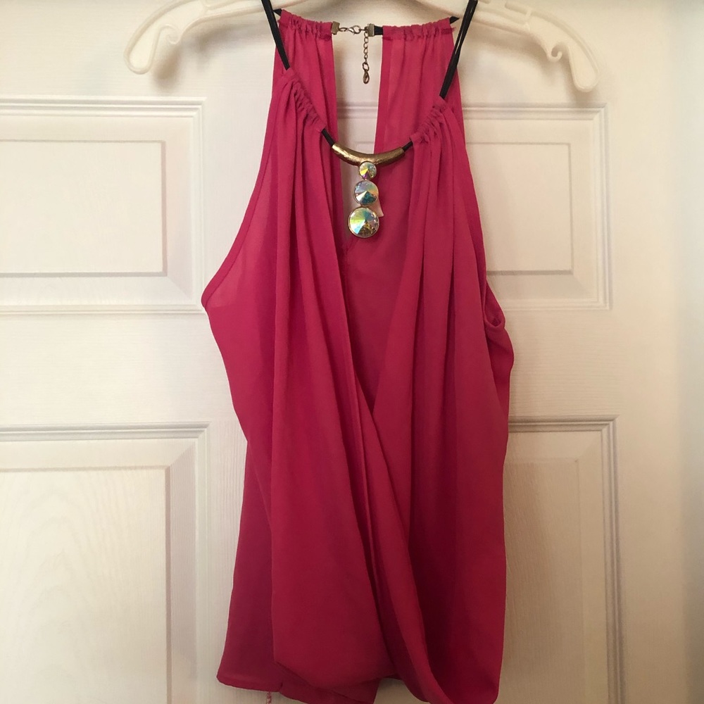 Fuchsia crystal embellished top